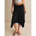 thumbnail image 6 of Women's Skirt, Elastic Waist Ruched Asymmetric Hem Midi Skirt, Fitted Flared Bottoms for Commute and Daily Wear, 6 of 6