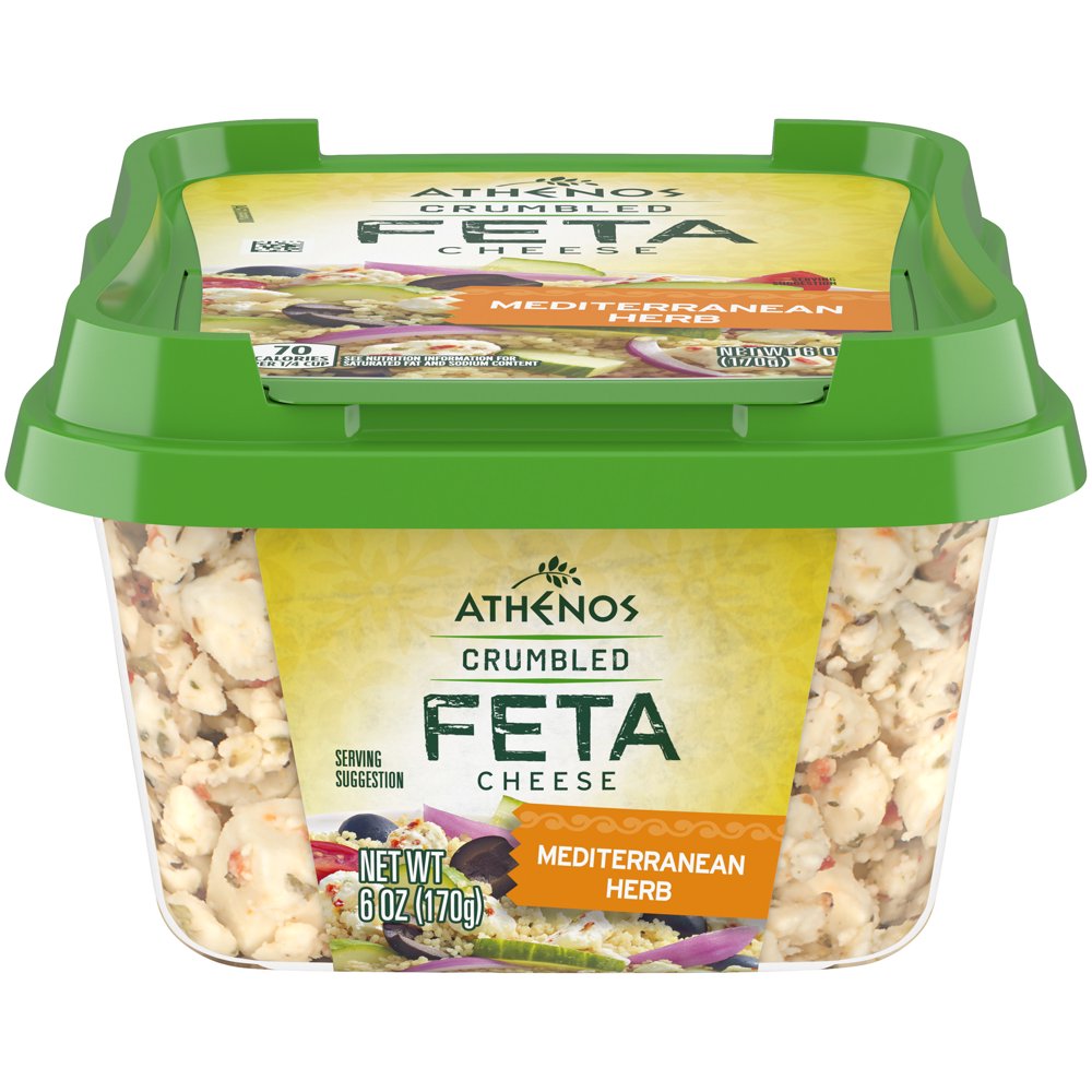 Athenos Mediterranean Herb Crumbled Feta Cheese, 6 oz Tub