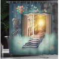 thumbnail image 3 of Ambesonne Fantasy Shower Curtain, Magic Book and Animals, 69"Wx84"L, Teal and Yellow, 3 of 4