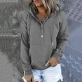 thumbnail image 2 of BLVB Womens Casual Hoodies Pullover Tops Button Collar Drawstring Long Sleeve Sweatshirts Fall Clothes With Pocket, 2 of 7