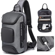 BANGE Sling Backpack, Minimalist Crossbody Sling Bag, Waterproof Oxford Cloth, Lightweight Waterproof Daypack, Grey