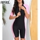thumbnail image 2 of Traje de baño deportivo de una pieza con protección contra erupciones para mujer, traje de baño para surf, traje de baño de manga corta con cremallera frontal acolchada, 2 of 5