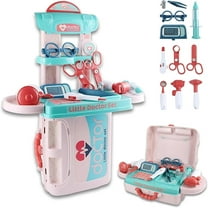OLEOCA Kids Doctor Set — 3 in 1 Portable Suitcase & Medical Table Playset, Pretend Play Kit with Doctor Tools, Storage & Travel Gift for Toddlers Ages 3 