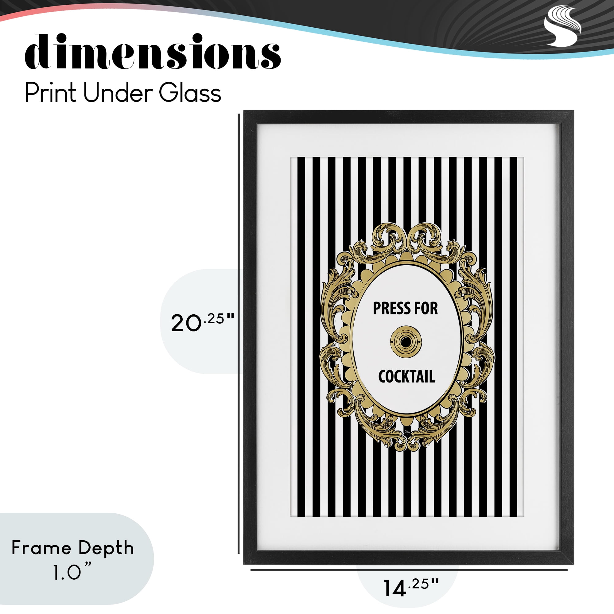 Stupell Industries Press For Cocktail Celebration Black Framed Print Under Glass, design by Martina Pavlova