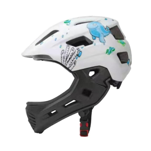 Casco de bicicleta para niños, casco integral con almohadilla desmontable, equipo portátil para bicicleta. Azul y blanco