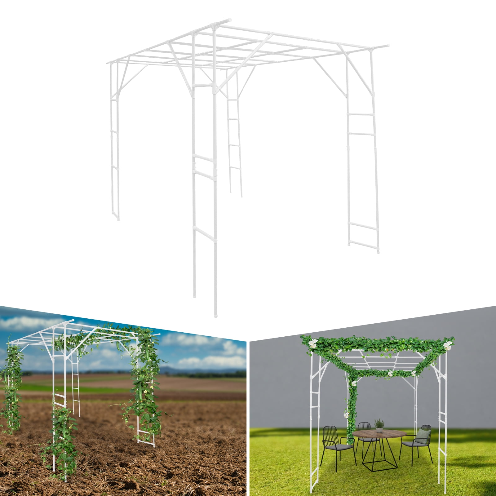 Plant Climbing Stand, Outdoor Plant Stand, Plant Climbing Display Rack 3*2*2.3m White