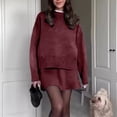 thumbnail image 2 of Siilsaa Womens Sweaters Fall 2024 Oversized Knitted Pullover Sweater Casual Long Sleeve Crewneck Cute Sweaters Red,2XL, 2 of 5