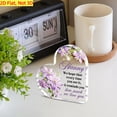 thumbnail image 4 of Heart Shaped Acrylic Decorative Plaque 3.9X3.9 In Transparent Scratch Purple Floral Nanny Message Tabletop Ornament Thank You Gift Nanny Christmas Thanksgiving Home Office Desktop Decor, 4 of 5