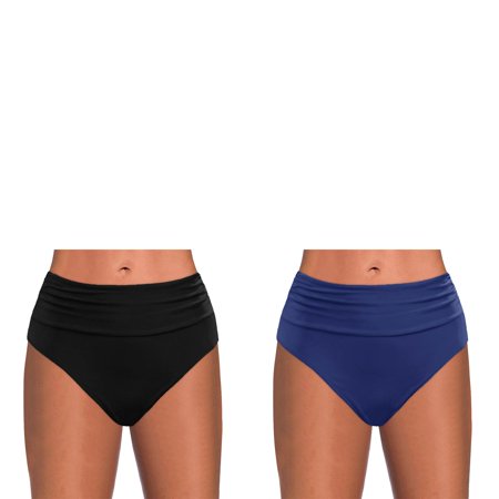 Wijhcboe 2 Pack Women Maternity Swim Bottoms Underbelly Vintage Print Hight Waist Brazilian Bikini Bottom Swimwear Briefs Beachwear Brazilian Bikini Bottom Side Tie Thong Bathing plus Size Swim Pant
