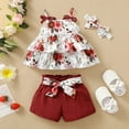 thumbnail image 2 of Caqnni Toddler Baby Girl Summer Clothes Outfit Funny Letter T Shirt Top Short Set Infant Girl Clothes 6 12 18 months 2T 3T Shorts Set Red 3-6 Months, 2 of 9