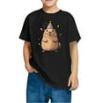 thumbnail image 2 of Feancey Groundhog Day Shirt Kids Boys Girls Summer Short Sleeve T-Shirts Loose Fit Casual Crewneck Tops Cute Animal Lover Graphic Tees Black 130, 2 of 5