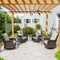 thumbnail image 3 of MeetLeisure 6 Piece Wicker Patio Furniture Set with 2 Side Tables, Outdoor Swivel Rocker Chairs with High Back, Deep Seating, Wide Armrest, Thick Cushions for Deck Porch, Beige, 3 of 10