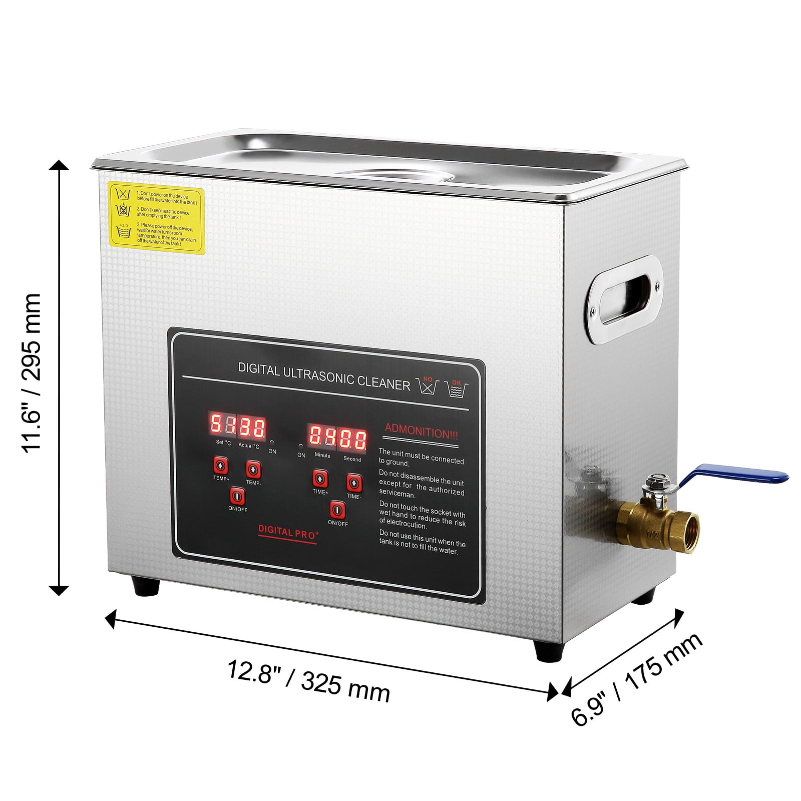 KFFKFF Ultrasonic Cleaning Device with Programmable Timer & Warming Element, Expert Grade Sonic Jewelry Cleaning Unit, Stainless Steel Heated Cleaning Apparatus for Circuit Boards (6L)