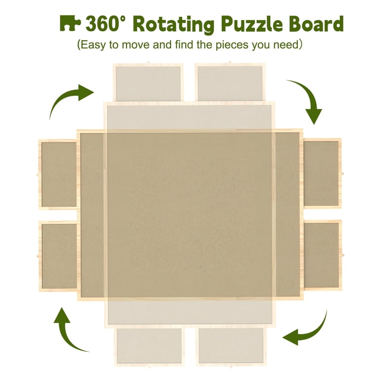 Adjustable & Rotatable Wooden Jigsaw Puzzle Board – Holds 1500 Pieces, With Drawers & Dust Cover, Portable Puzzle Table For Adults & Kids
