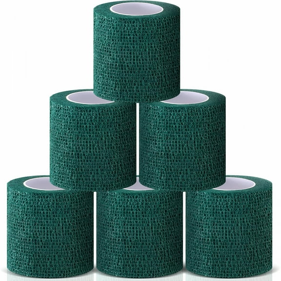 QARUN 6 Rolls Self Adhesive Bandages Wrap No Chew Bandage for Pets Bitter Bandage Wrap for Dogs and Cats Wound Wrap(Dark Green, 3 Inches x 5 Yd)