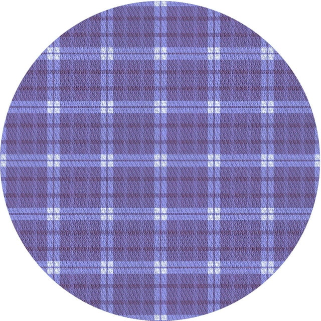 Ahgly Company Tapis Rond Lavable en Machine Intérieur Transitionnel Bleu Ardoise, 6 Pieds Rond