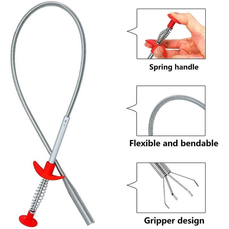Drain Clog Remover Tool,13 Pack Snake Drain Clog Remover Hair Clog Remover  Tool, 24 Inch Stainless Steel Claw(x1) and Plastic Drain Cleaner Tools(x12)  for Sink,Tube, Kitchen and Bathroom