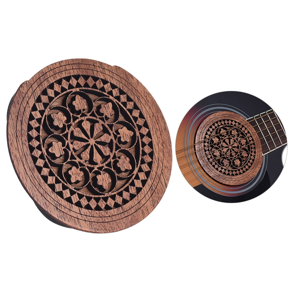 Guitar Wooden Soundhole Sound Hole Cover Block Feedback Buffer Mahogany