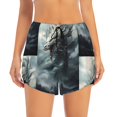 thumbnail image 2 of Picia Cloud White Dragon Pattern Women's 2 in 1 Athletic Running Shorts High Waisted Workout Casual Gym Sweat Shorts with Comfy Liner Zipper Pockets-X-Large, 2 of 9