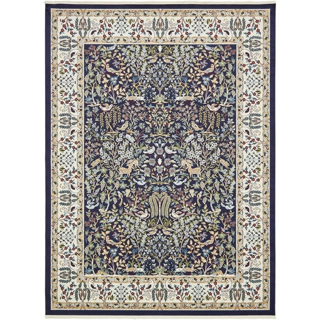 Unique Loom Tapis de Chasse Texturé Narenj 10' x 13' Rectangle Bleu Marine/tan