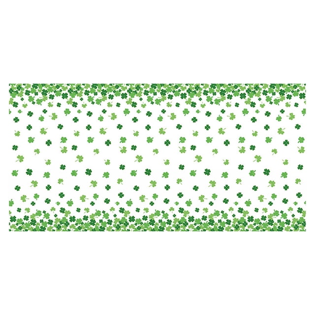 St Patricks Day Table Flag Decorations Irish Shamrock Table Runner for St Patricks Day Party Decor Indoor Outdoor Use 17 x 70 Inches Green White Polyester