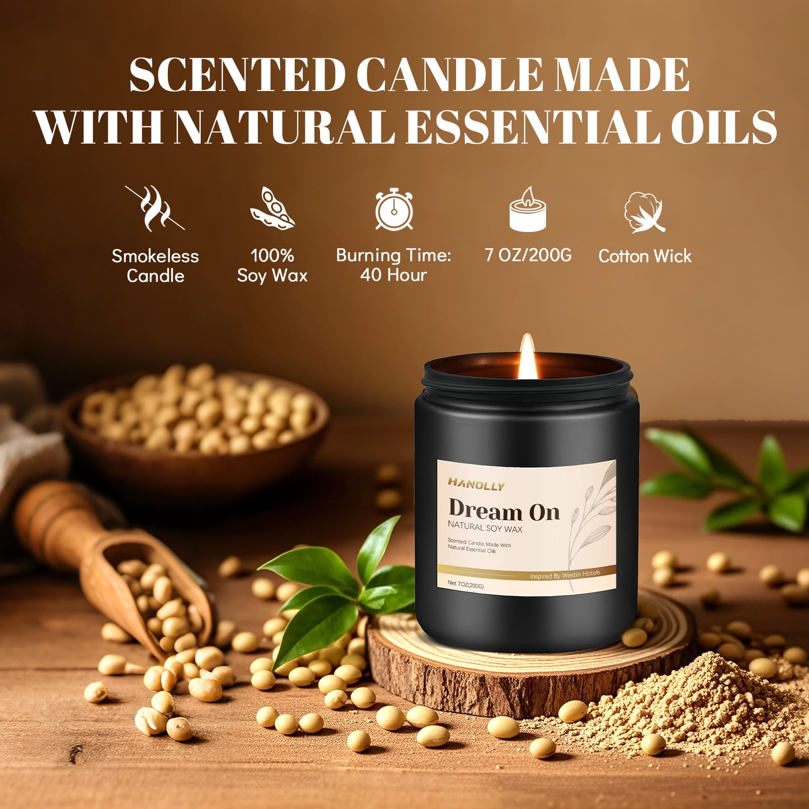 Hanolly Luxury Hotel Scented Candles Gift Set - 6 Pack Natural Soy Wax Candles, Aromatherapy Candle Kit for Home, Meditation & Gifts