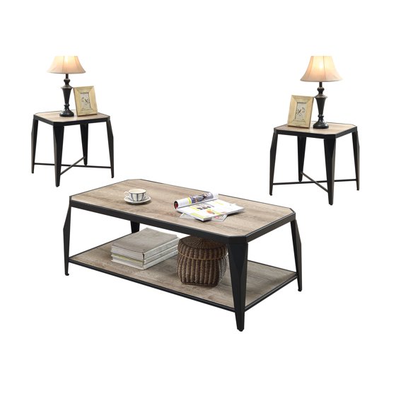 ACME Oldlake 3 Piece Pack Coffee End Table Set Antique