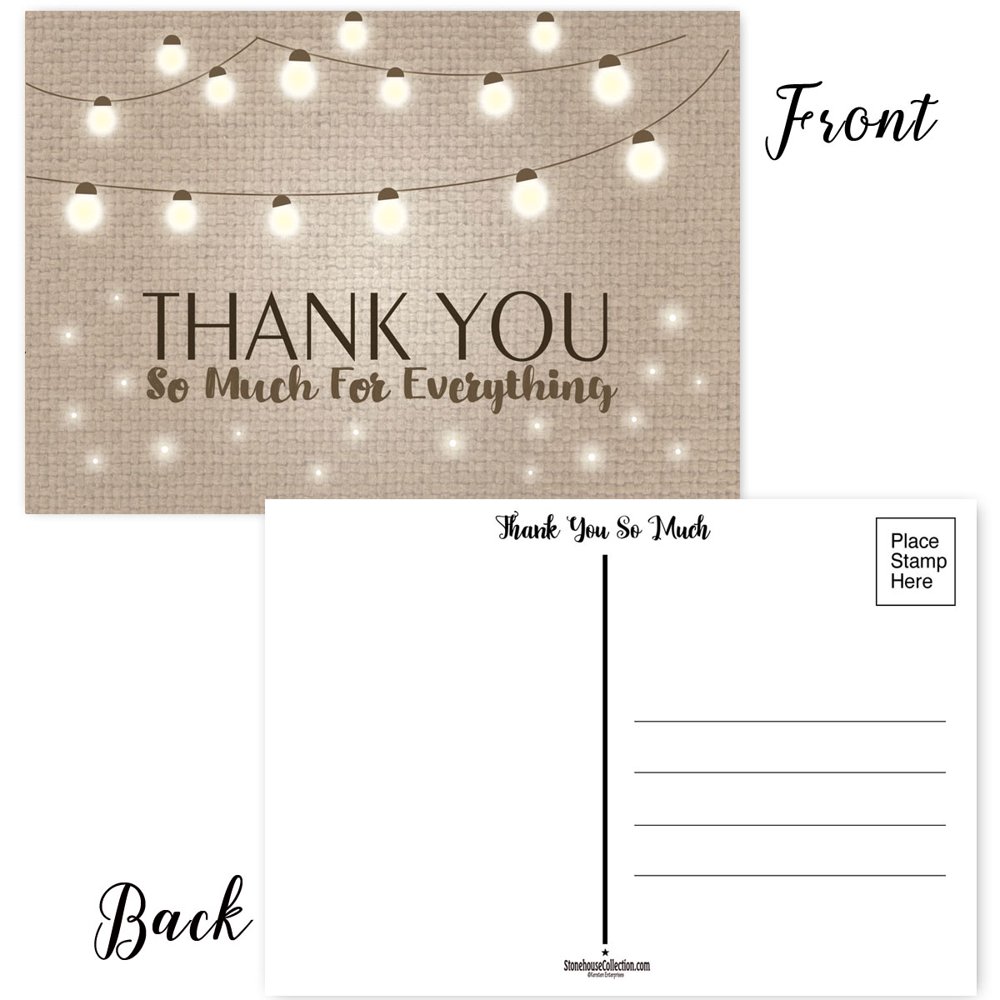 Set of 50 Thank You Postcards 4 x 6 Rustic Postcards