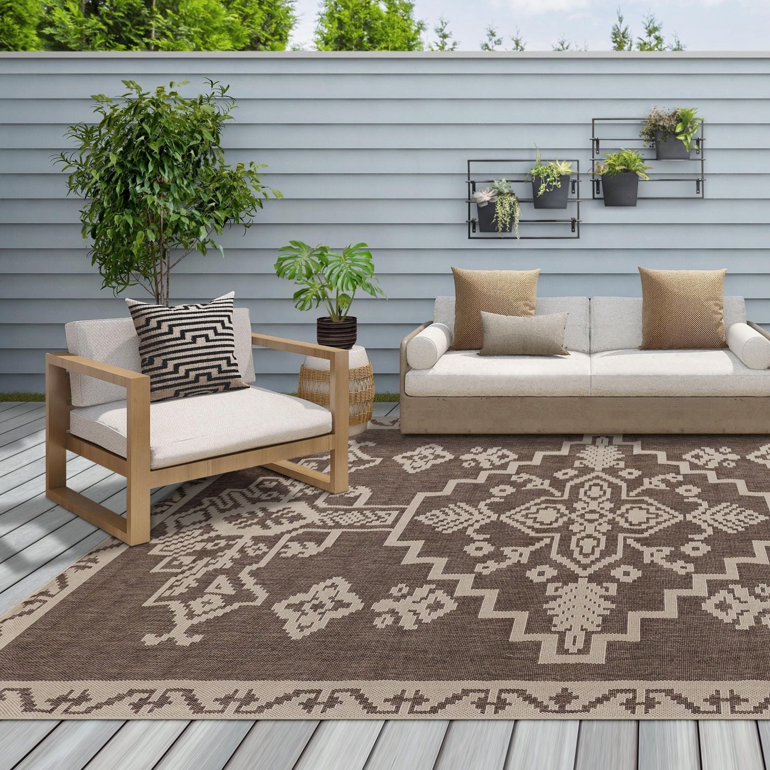 7 ft. 7-inch x 10 ft. 10-inch Metson Sepia Indoor Outdoor Area Rug
