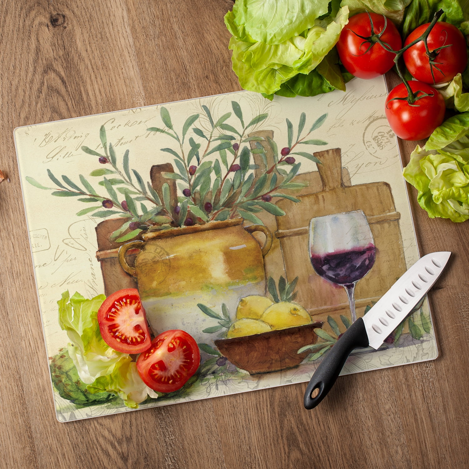 CounterArt Rustic Wine 3mm Tempered Glass Cutting Board 15" x 12"