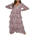 thumbnail image 1 of PENGXIANG Robe de Fête à Manches Longues Col en V pour Femmes, 1 of 5