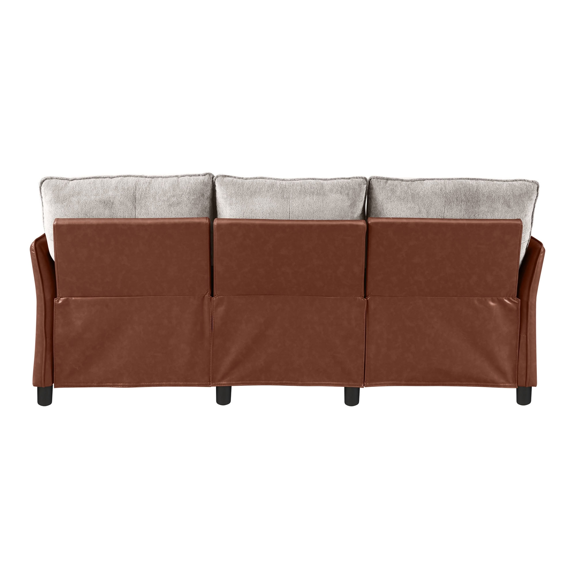 MAYEERTY 3-Seater Reclining Sofa with Extendable Footrest, Dual-Tone Linen & PU Leather Couch, 660 LBS Capacity for Living Room Apartment