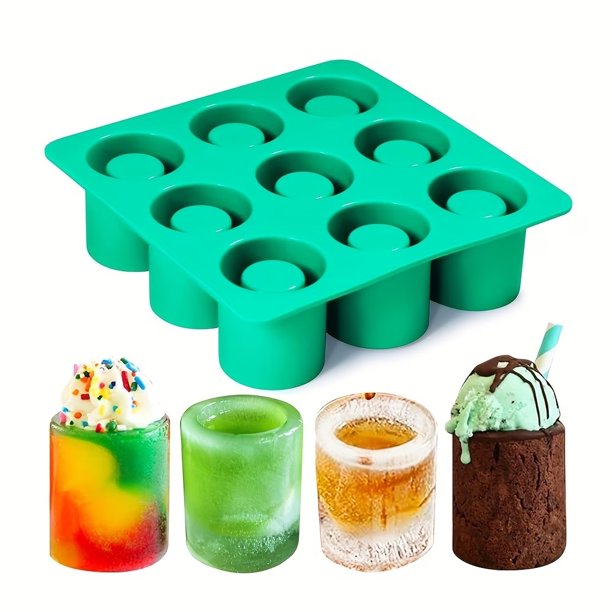 Moldes for bandejas de cubitos de hielo de silicona de 9 cavidades for whisky, fabricante de vasos de chupito de hielo de cilindro redondo, molde reutilizable for hornear DIY for cócteles