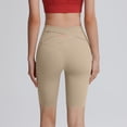 thumbnail image 5 of Kinrui High Waisted Biker Shorts for Women-Crossover High Waist Workout Yoga Long Shorts Khaki L, 5 of 6
