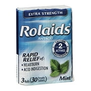 2 Pack - Rolaids Extra Strength Chewable Antacid Tablets Mint 30 Each