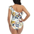 thumbnail image 6 of Yiaed Flowers Butterfly Print Women One Piece Swimsuits Tummy Control One Shoulder Bathing Suits Pattern Ruffle Swimwear-Medium, 6 of 8