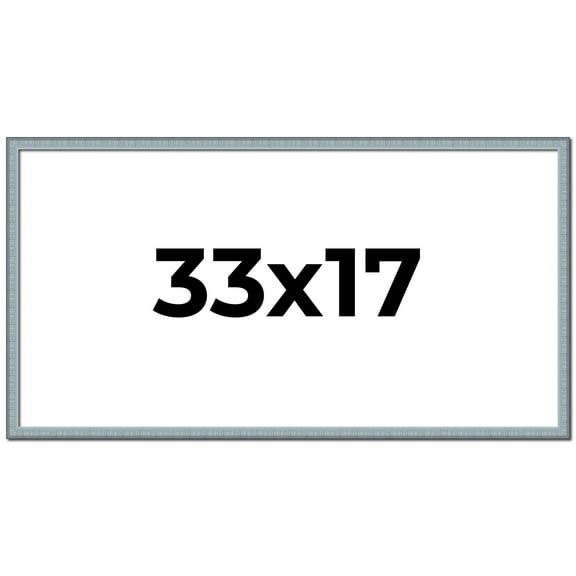 33x17 Frame Blue Scuffed Farm Board Solid Wood Picture Frame Width 0.75 Inches | Interior Depth 0.5