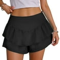 thumbnail image 2 of vigerkar Flowy Shorts for Women Ruffle Skorts High Waisted Pleated Mini Skirts Teen Gilrs Running Tennis Skort Summer Shorts 2025 Black, S, 2 of 7