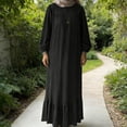 thumbnail image 4 of Quixlent Women Dress Round Neck Puff Long Sleeve Loose Fit Maxi Dress with Layered Ruffle Hem Puff Sleeves Holiday Wear, 4 of 8
