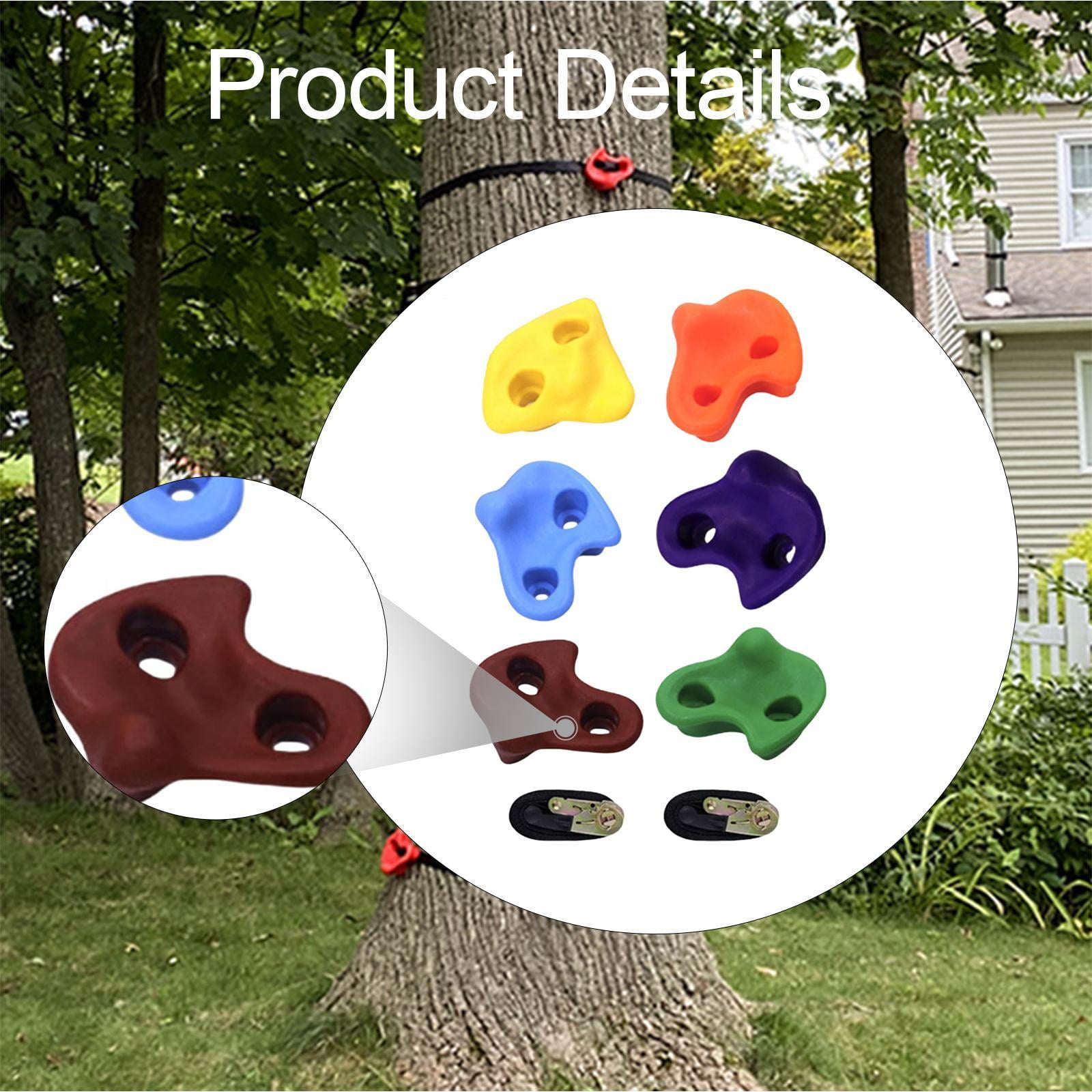 Miulika 6x Tree Climbing Holds for Kids Climber Load 220lb Nonslip Grip with 2 Ratchet Straps for Park Games Obstacle Course Training