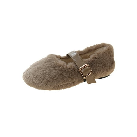 

Kesitin Women Cozy Slip On Loafers Walking Fashion Warm Casual Shoes Comfort Round Toe Mary Jane Flat Khaki 7
