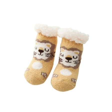 

Listenwind Baby Non-Skid Slipper Socks Winter Warm Fleece Lined Fuzzy Home Socks with Grips for 0-4 Years Old