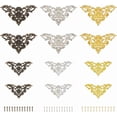 thumbnail image 2 of 24 Sets 6 Style Antique Iron Box Corner Protectors Flower Corner Cover with Screws Mixed Color Triangle Decorative Corner Cover, 2 of 6