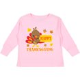 thumbnail image 3 of Inktastic Happy Thanksgiving with Cute Turkey and Leaves Boys or Girls Long Sleeve Toddler T-Shirt, 3 of 5