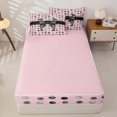 thumbnail image 4 of Homewish Vintage Graffiti Bowknot Zipper Full Size Comforter Sets with Fitted Sheet and 2 Pillowcases,Geometric Circle Print Zipper Bedding Set For Kids Girls,Pink Reversible,4-Piece, 4 of 7
