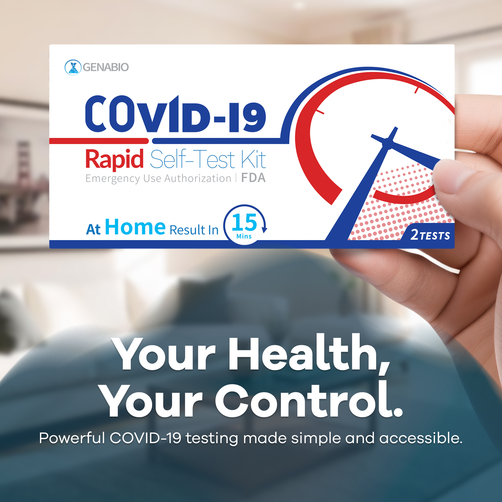 Genabio COVID-19 Rapid Home Test Kit , 2 Tests