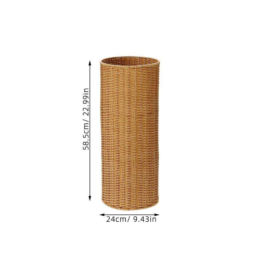 Masteelf Indoor Artificial Rattan Umbrella Holder Hotel Umbrella Storage Stand Sturdy Umbrella Bucket Woven Bucket Umbrella Storage Bucket