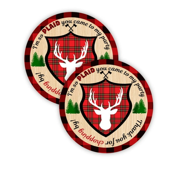 Lumberjack Party Favor Stickers - 40 Favor Bag Stickers - Lumberjack Thank You Tags - Lumberjack Party Supplies - Lumberjack Party Decorations
