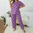 thumbnail image 5 of WCJM Nightgown Women's Plus Size 2 Piece Pajama Set Printed Short Sleeve T Shirt and Pants Pj Set Sets, 5 of 7