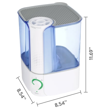 EQUATE WARM MIST HUMIDIFIER, VISIBLE, FILTER FREE, WHITE & BLUE, TOP FILL, 1.3 GALLON, BIG WATER CAPACITY